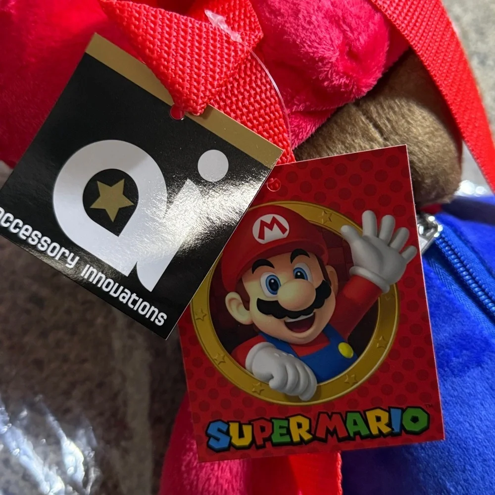 Nintendo Super Mario Plush Backpack Back Pack - Red & Blue 19” NWT